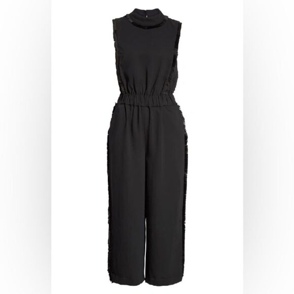 Ted Baker BETHZI FRINGE DETAIL JUMPSUIT - BLACK - Picture 1 of 15
